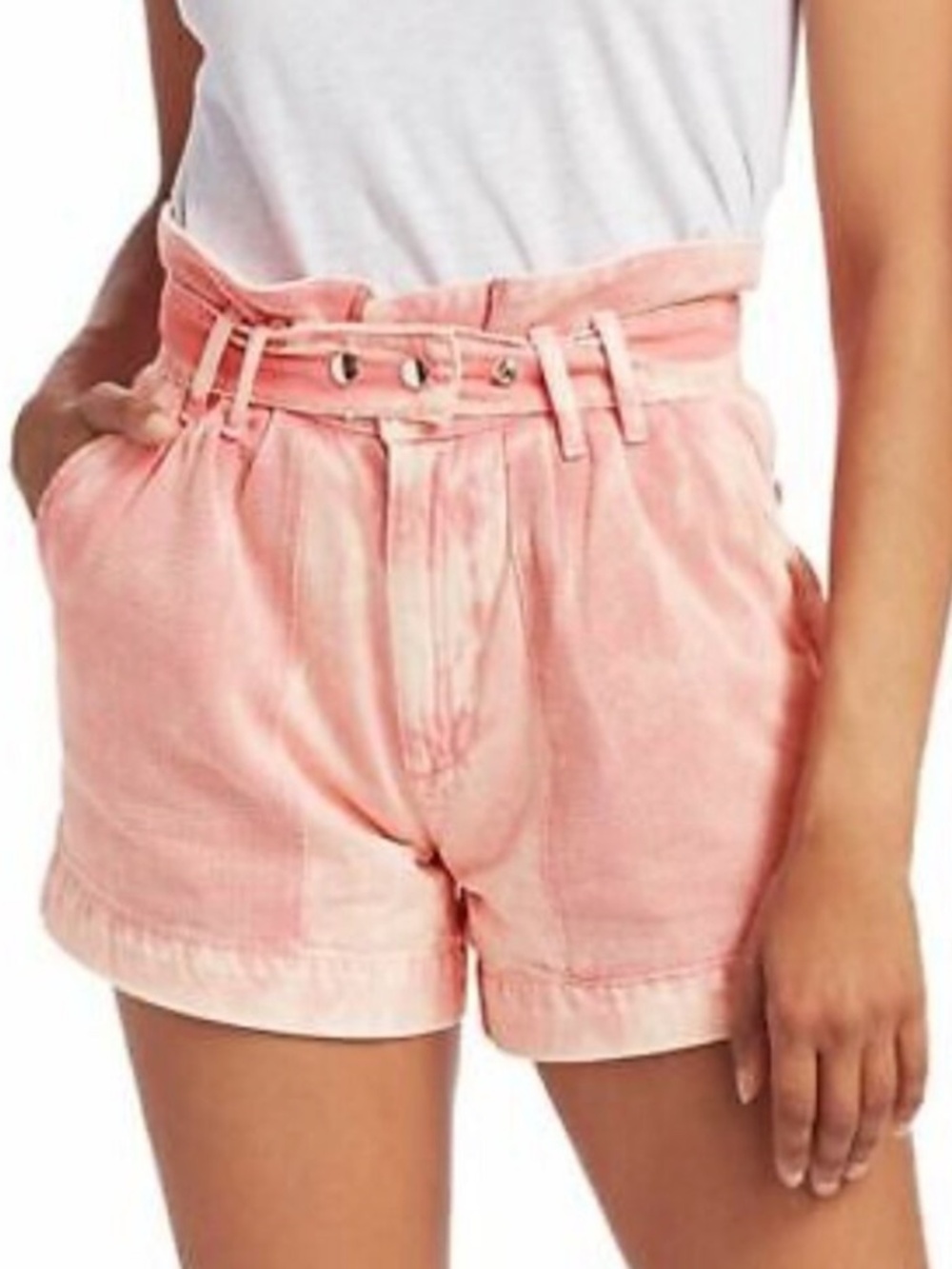 Free People Olivia Acid Wash Paperbag Shorts - Size 4